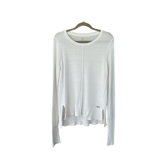 Abercrombie & Fitch White Textured Knit Sweater Women’s Medium Long Sleeve A&F - Picture 9 of 10